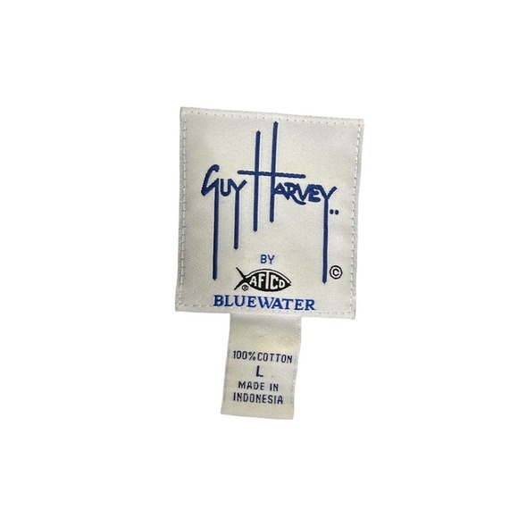 Guy Harvey AFTCO Bluewater Marlin Swordfish Blue Button Up Shirt Mens Size Large - Picture 3 of 6